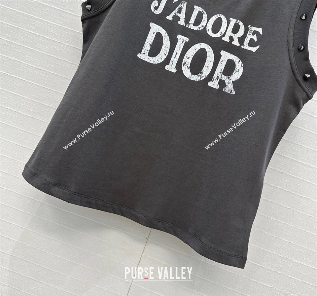 Dior Cotton Vest with Studs Grey 2025 DR061202 (QI-250612009)