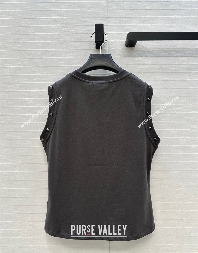 Dior Cotton Vest with Studs Grey 2025 DR061202 (QI-250612009)