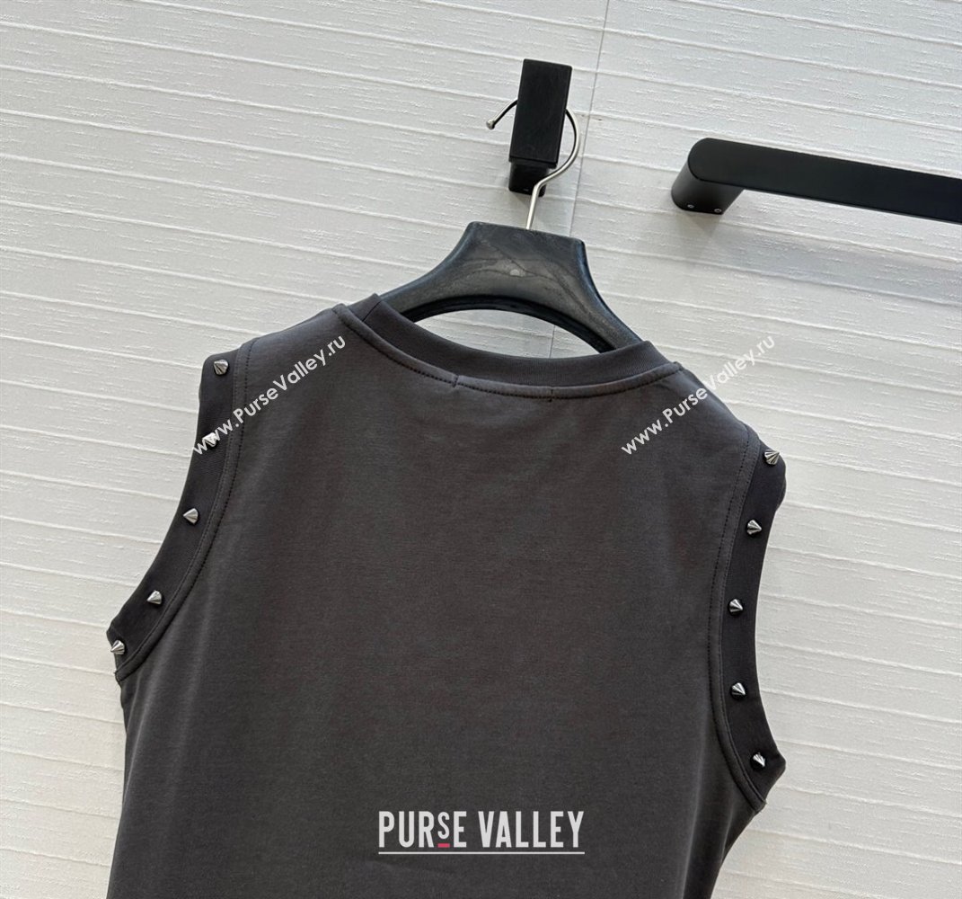 Dior Cotton Vest with Studs Grey 2025 DR061202 (QI-250612009)