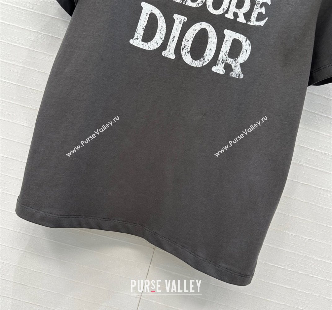 Dior Cotton T-Shirt with Studs Grey 2025 DR061202 (QI-250612011)