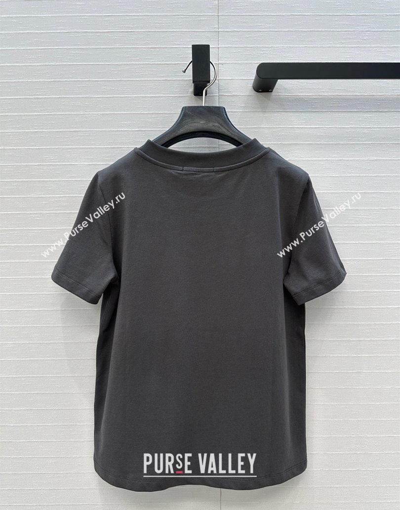 Dior Cotton T-Shirt with Studs Grey 2025 DR061202 (QI-250612011)