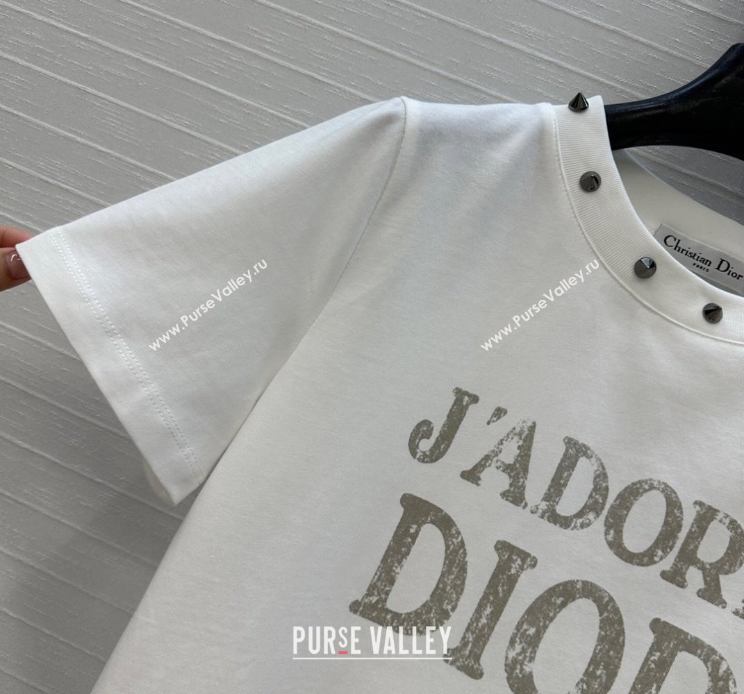Dior Cotton T-Shirt with Studs White 2025 DR061202 (QI-250612012)