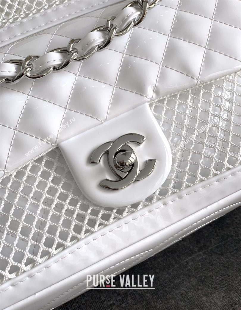 Chanel Large Mesh Patent Calfskin Shopping Bag White 2025 CH052603 (yezi-250702084)