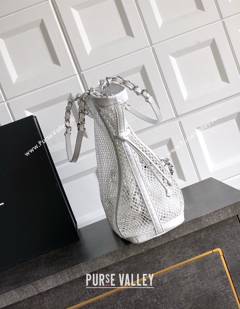 Chanel Medium Mesh Patent Calfskin Shopping Bag White 2025 CH052603 (yezi-250702085)
