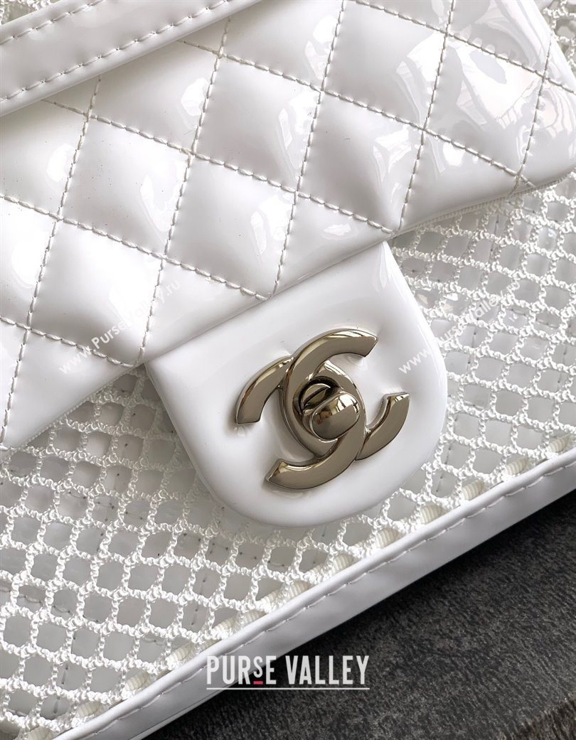 Chanel Small Mesh Patent Calfskin Shopping Bag White 2025 CH052603 (yezi-250702086)