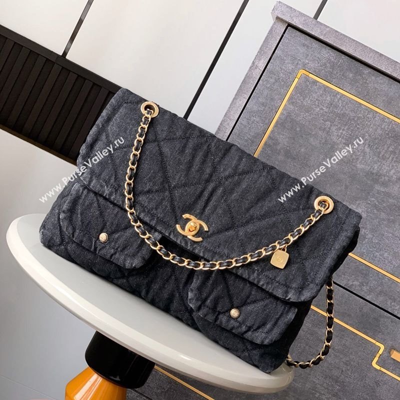 Chanel Denim Flap Bag with Pockets Black 2025 CH070301 (yezi-250703011)