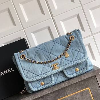Chanel Denim Flap Bag with Pockets Light Blue 2025 CH070301 (yezi-250703012)