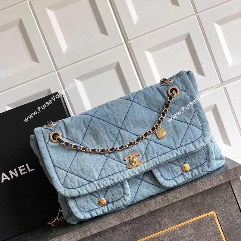Chanel Denim Flap Bag with Pockets Light Blue 2025 CH070301 (yezi-250703012)