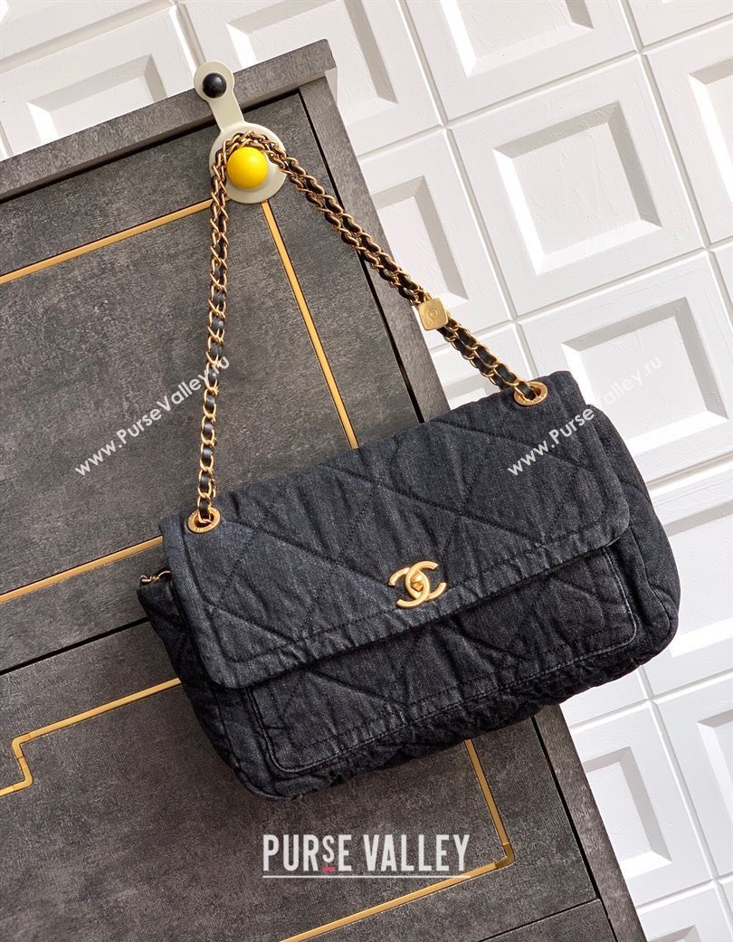 Chanel Denim Flap Bag with Large Pocket Black 2025 CH070301 (yezi-250703013)