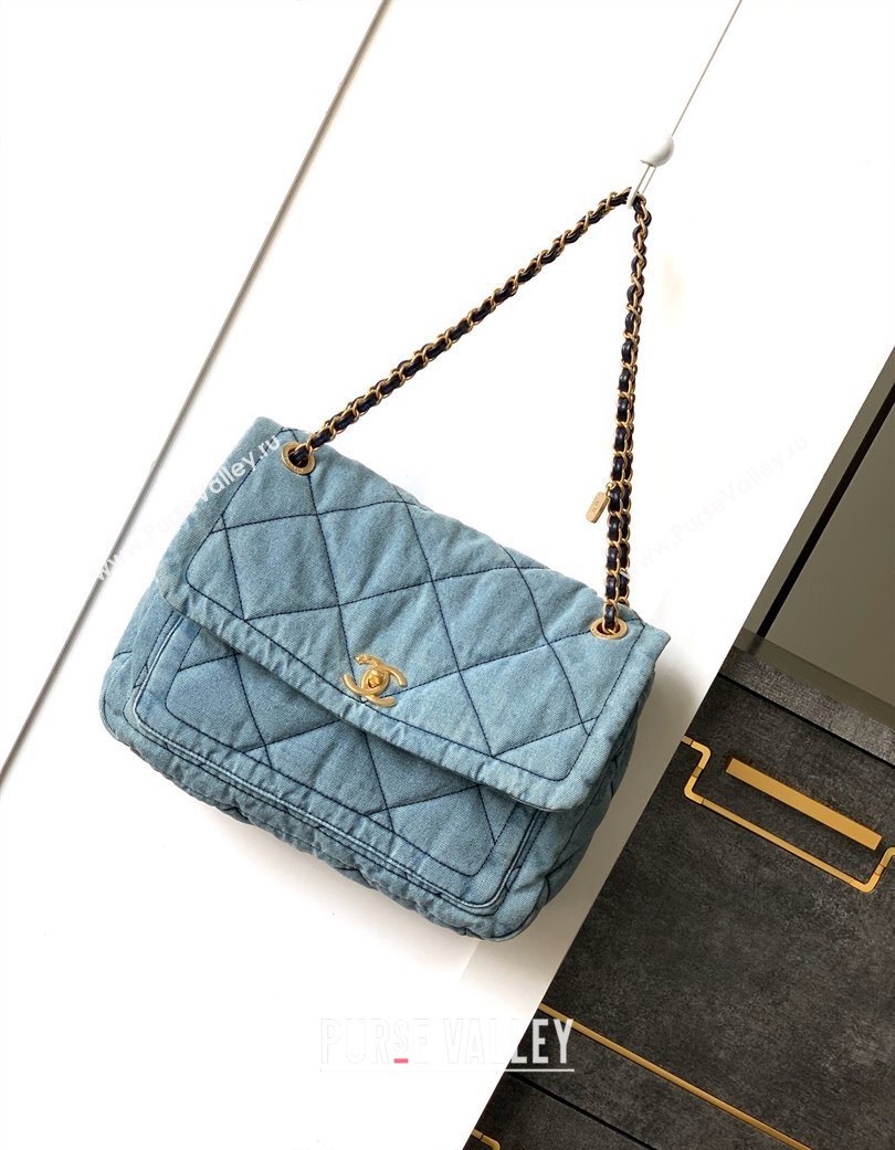 Chanel Denim Flap Bag with Large Pocket Light Blue 2025 CH070301 (yezi-250703014)