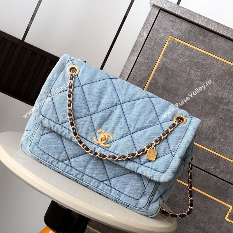 Chanel Denim Flap Bag with Large Pocket Light Blue 2025 CH070301 (yezi-250703014)
