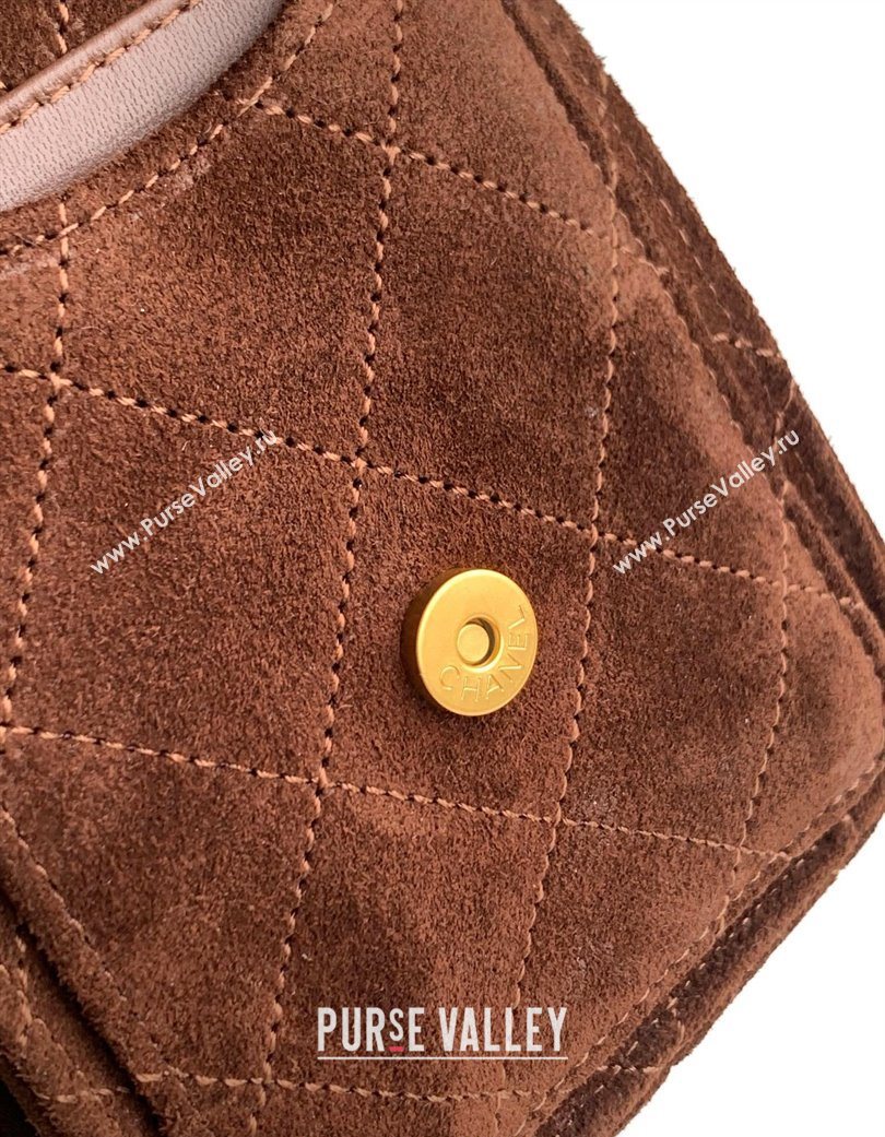 Chanel 25 Mini Hobo Handbag in Suede Dark Brown 2025 AS5631 (yezi-250703001)