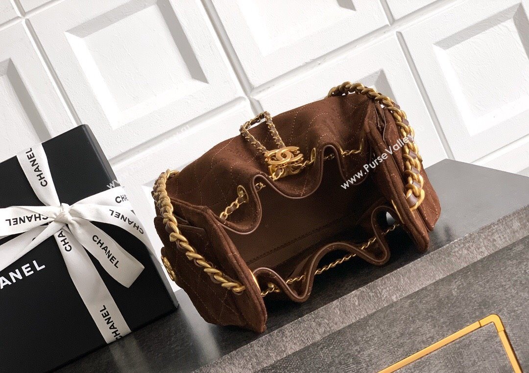 Chanel 25 Mini Hobo Handbag in Suede Dark Brown 2025 AS5631 (yezi-250703001)