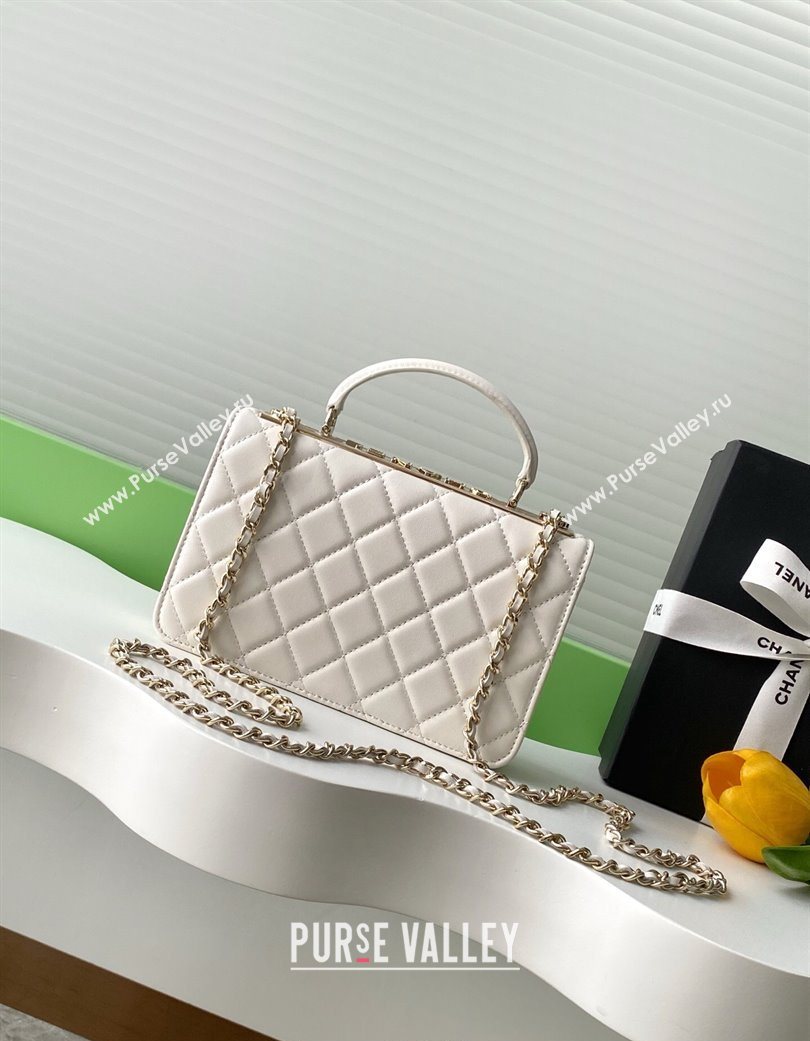 Chanel Lambskin Wallet On Chain WOC with Strass and Top Band White 2025 AP4323 (yezi-250703016)