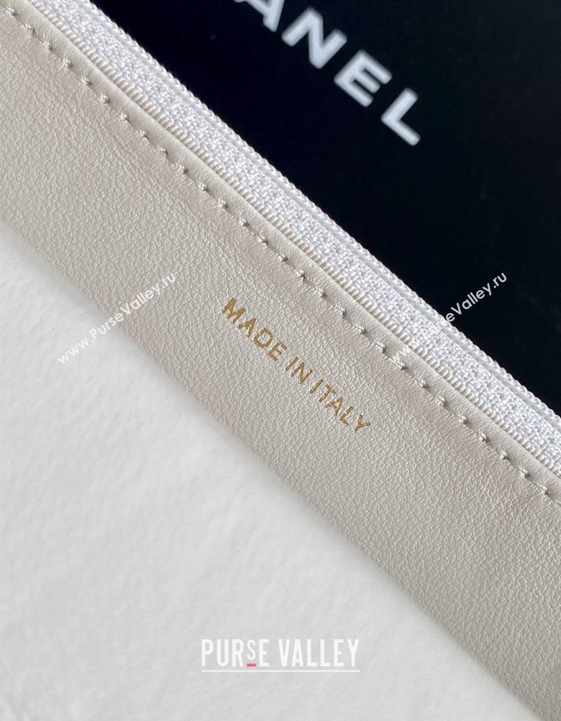 Chanel Lambskin Wallet On Chain WOC with Strass and Top Band White 2025 AP4323 (yezi-250703016)