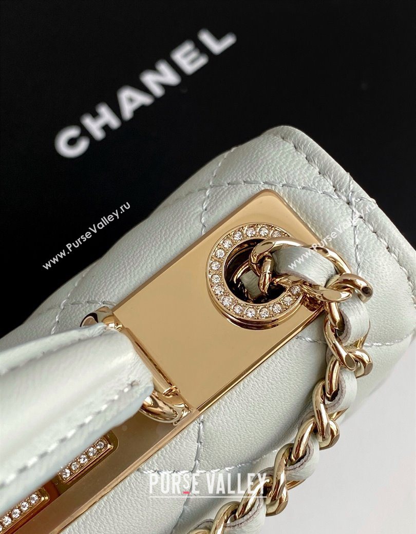Chanel Lambskin Wallet On Chain WOC with Strass and Top Band Light Grey 2025 AP4323 (yezi-250703018)