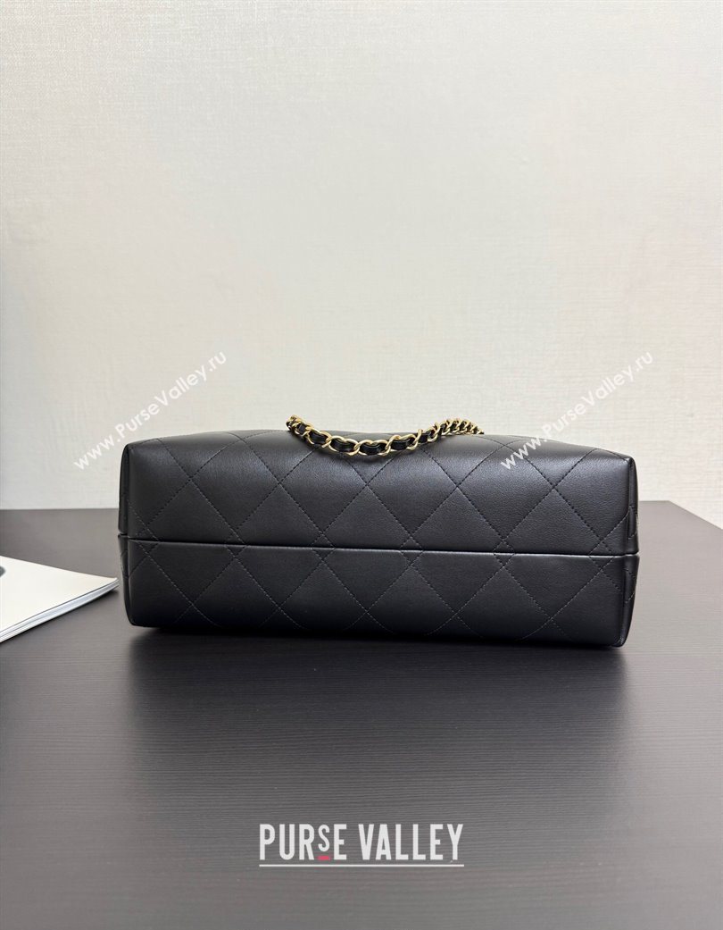 Chanel Calfskin Leather Small Shopping Bag Black 2025 AS5634 (yezi-250703003)