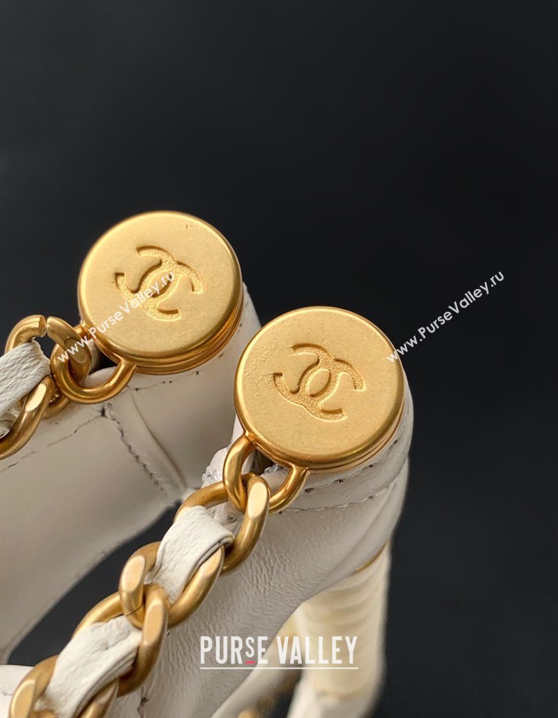 Chanel Shiny Lambskin Small Shopping bag with Pearls White 2025 AS5413 (yezi-250703026)