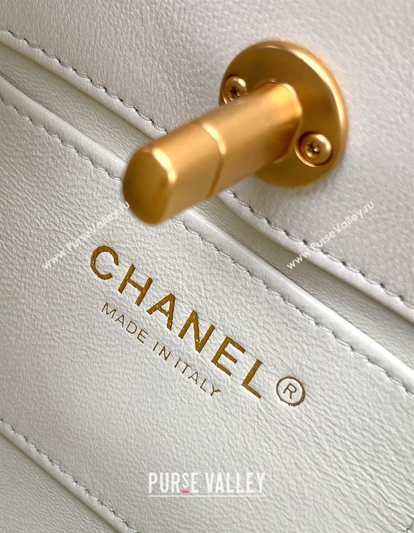 Chanel Shiny Lambskin Small Shopping bag with Pearls White 2025 AS5413 (yezi-250703026)