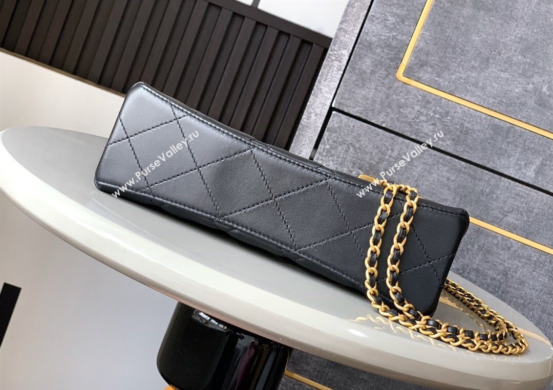 Chanel Shiny Lambskin Small Shopping bag with Pearls Black 2025 AS5413 (yezi-250703027)