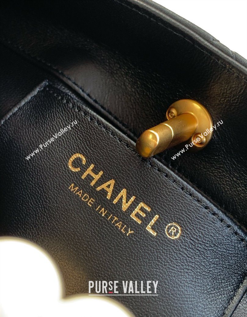 Chanel Shiny Lambskin Small Shopping bag with Pearls Black 2025 AS5413 (yezi-250703027)