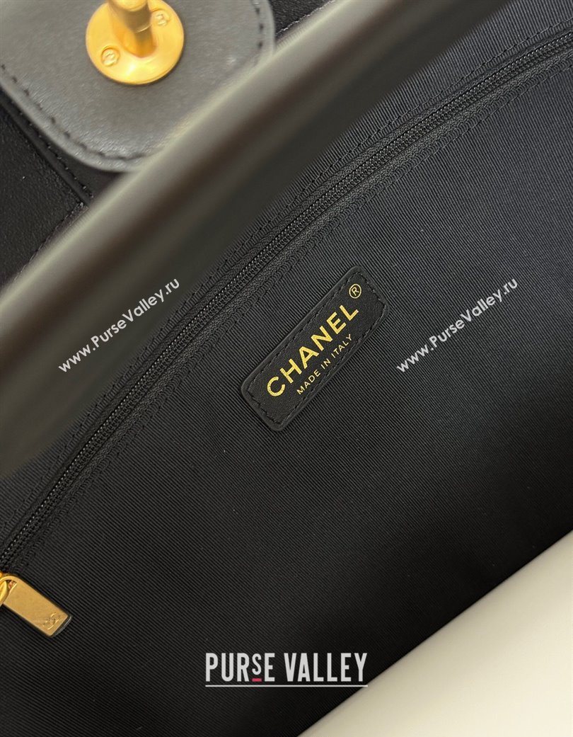 Chanel Calfskin Leather Small Shopping Bag Black 2025 AS5634 (yezi-250703003)