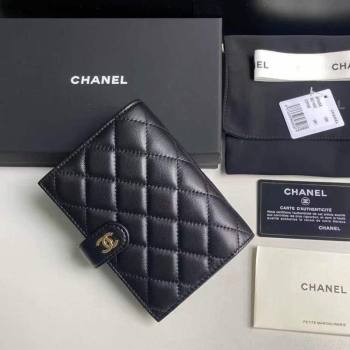 Chanel Lambskin Passport Cover Black/Gold 2025 A3658 (yezi-250702054)