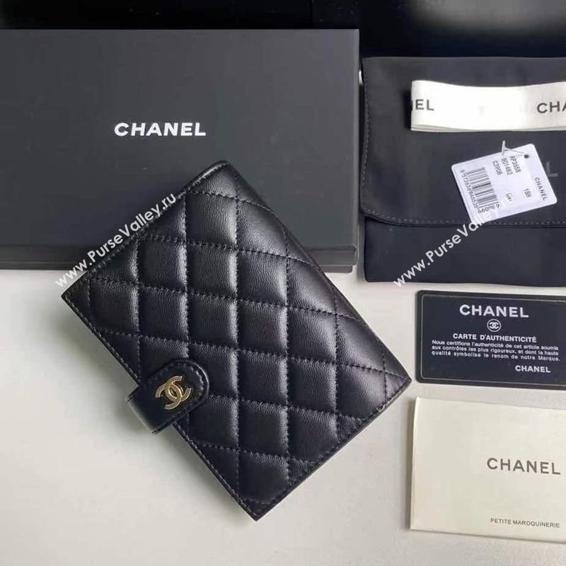 Chanel Lambskin Passport Cover Black/Gold 2025 A3658 (yezi-250702054)
