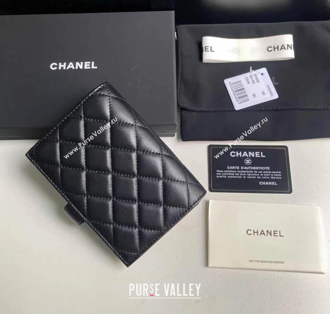 Chanel Lambskin Passport Cover Black/Gold 2025 A3658 (yezi-250702054)