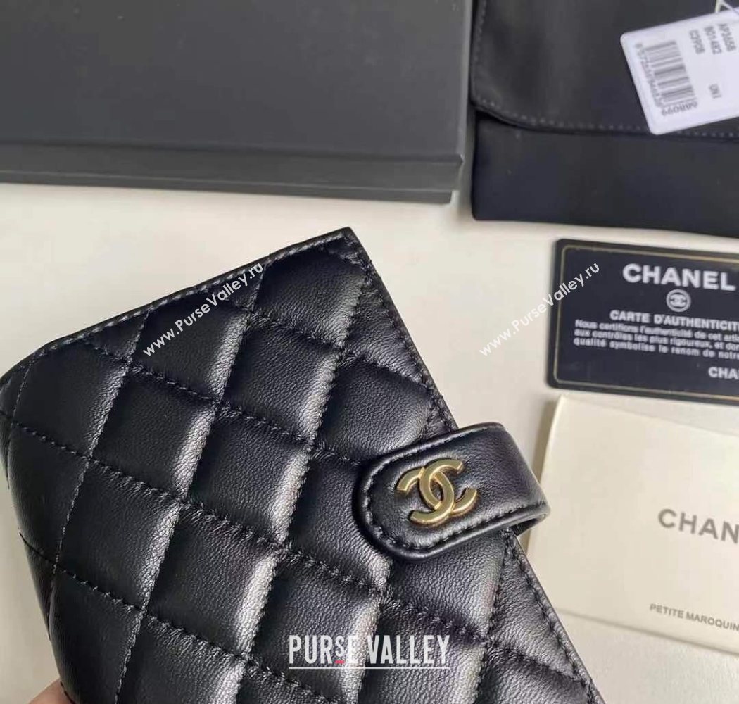Chanel Lambskin Passport Cover Black/Gold 2025 A3658 (yezi-250702054)
