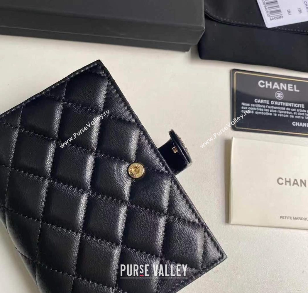 Chanel Lambskin Passport Cover Black/Gold 2025 A3658 (yezi-250702054)