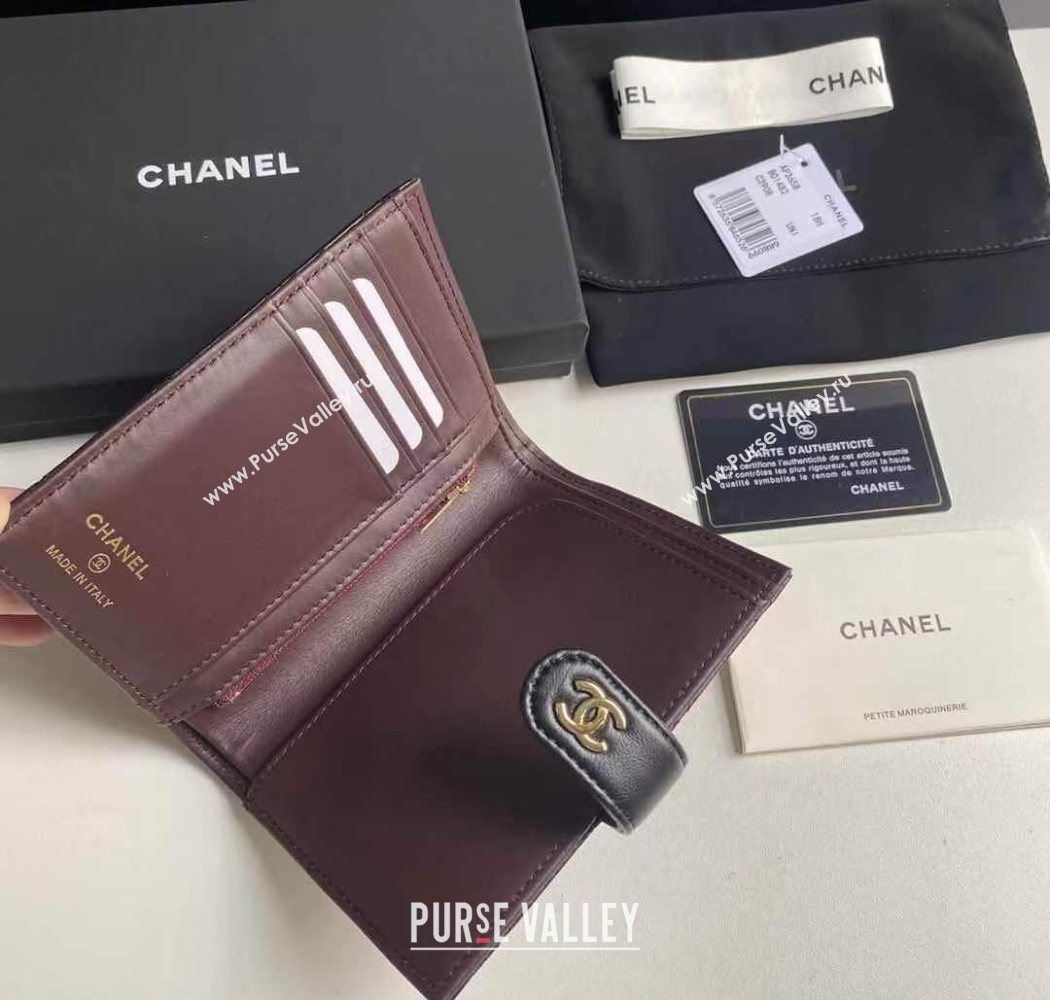 Chanel Lambskin Passport Cover Black/Gold 2025 A3658 (yezi-250702054)