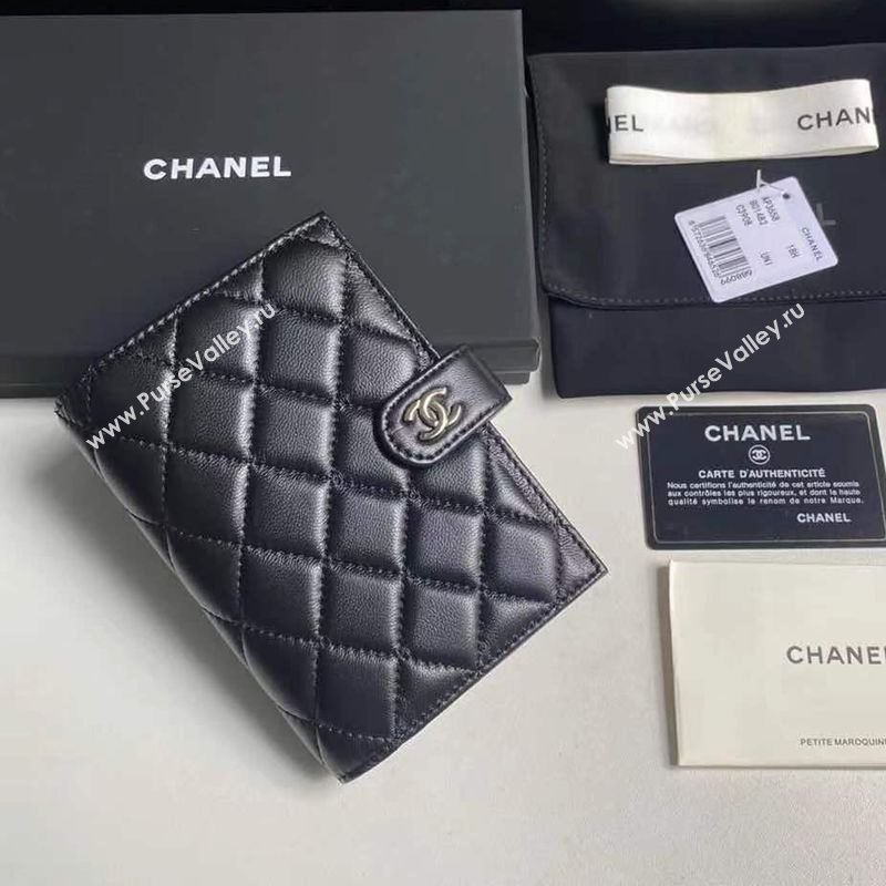 Chanel Lambskin Passport Cover Black/Silver 2025 A3658 (yezi-250702055)