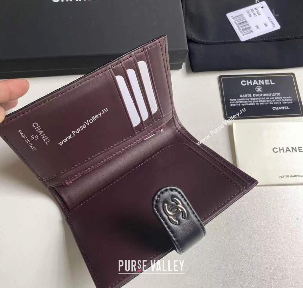 Chanel Lambskin Passport Cover Black/Silver 2025 A3658 (yezi-250702055)