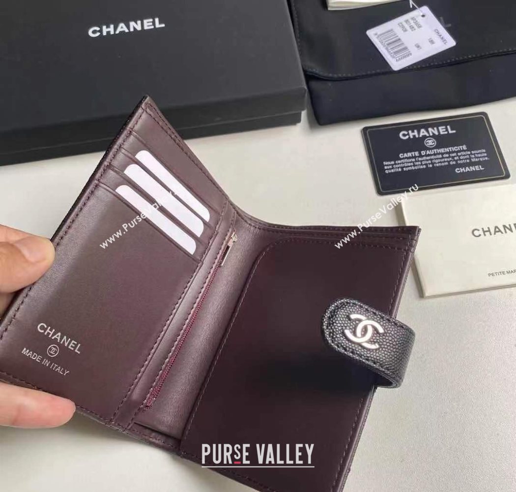 Chanel Grained Calfskin Passport Cover Black/Silver 2025 A3658 (yezi-250702056)