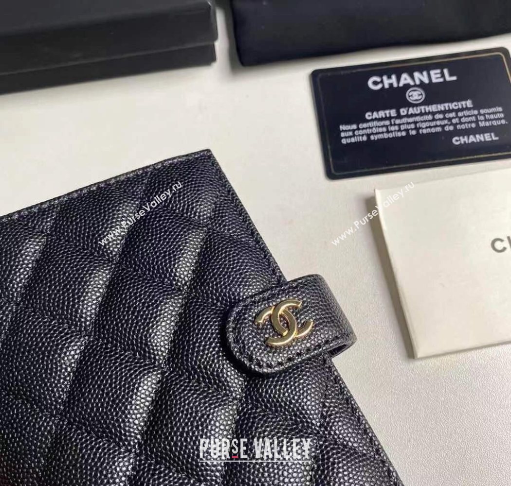 Chanel Grained Calfskin Passport Cover Black/Gold 2025 A3658 (yezi-250702057)