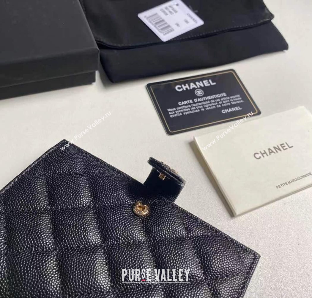 Chanel Grained Calfskin Passport Cover Black/Gold 2025 A3658 (yezi-250702057)
