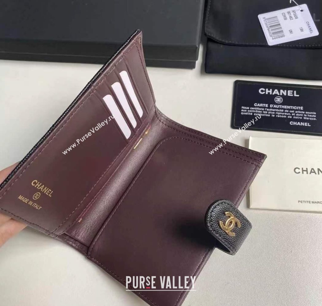Chanel Grained Calfskin Passport Cover Black/Gold 2025 A3658 (yezi-250702057)