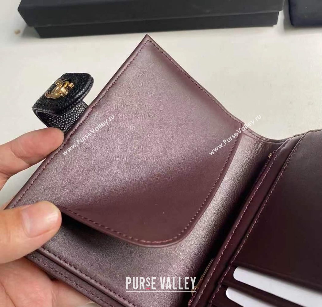 Chanel Grained Calfskin Passport Cover Black/Gold 2025 A3658 (yezi-250702057)