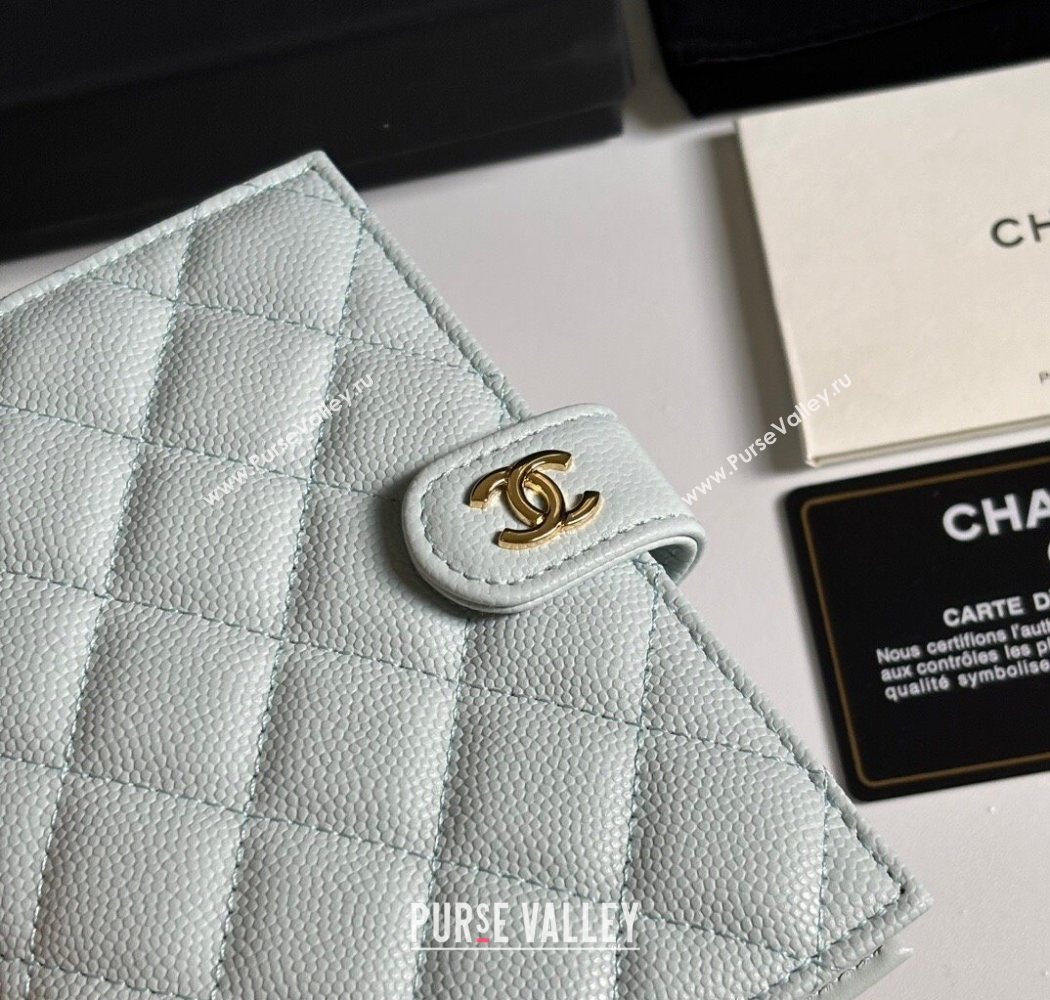 Chanel Grained Calfskin Passport Cover Pale Green/Gold 2025 A3658 (yezi-250702058)