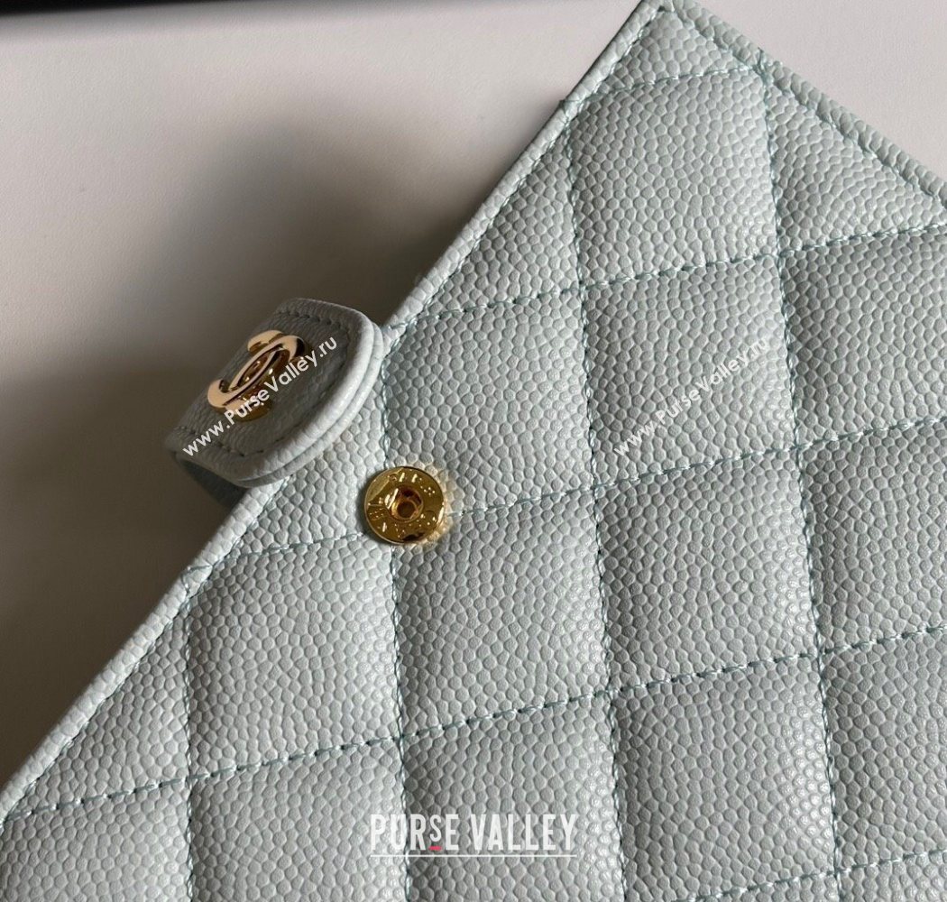 Chanel Grained Calfskin Passport Cover Pale Green/Gold 2025 A3658 (yezi-250702058)