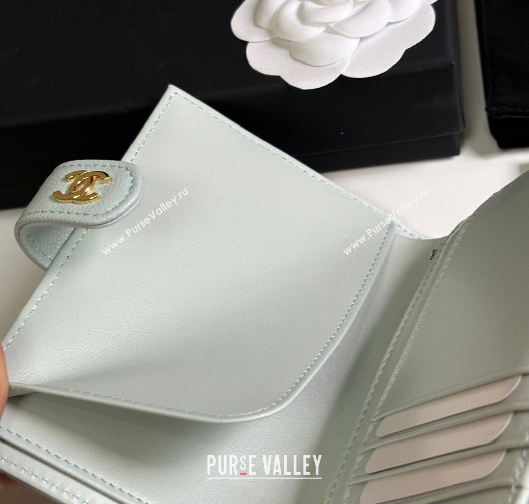 Chanel Grained Calfskin Passport Cover Pale Green/Gold 2025 A3658 (yezi-250702058)