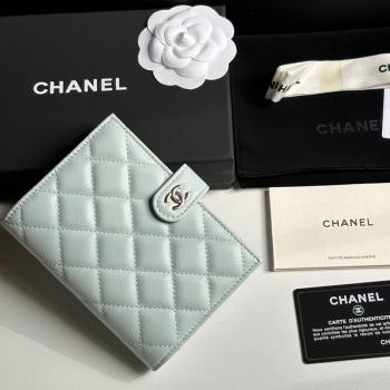 Chanel Grained Calfskin Passport Cover Pale Green/Silver 2025 A3658 (yezi-250702059)