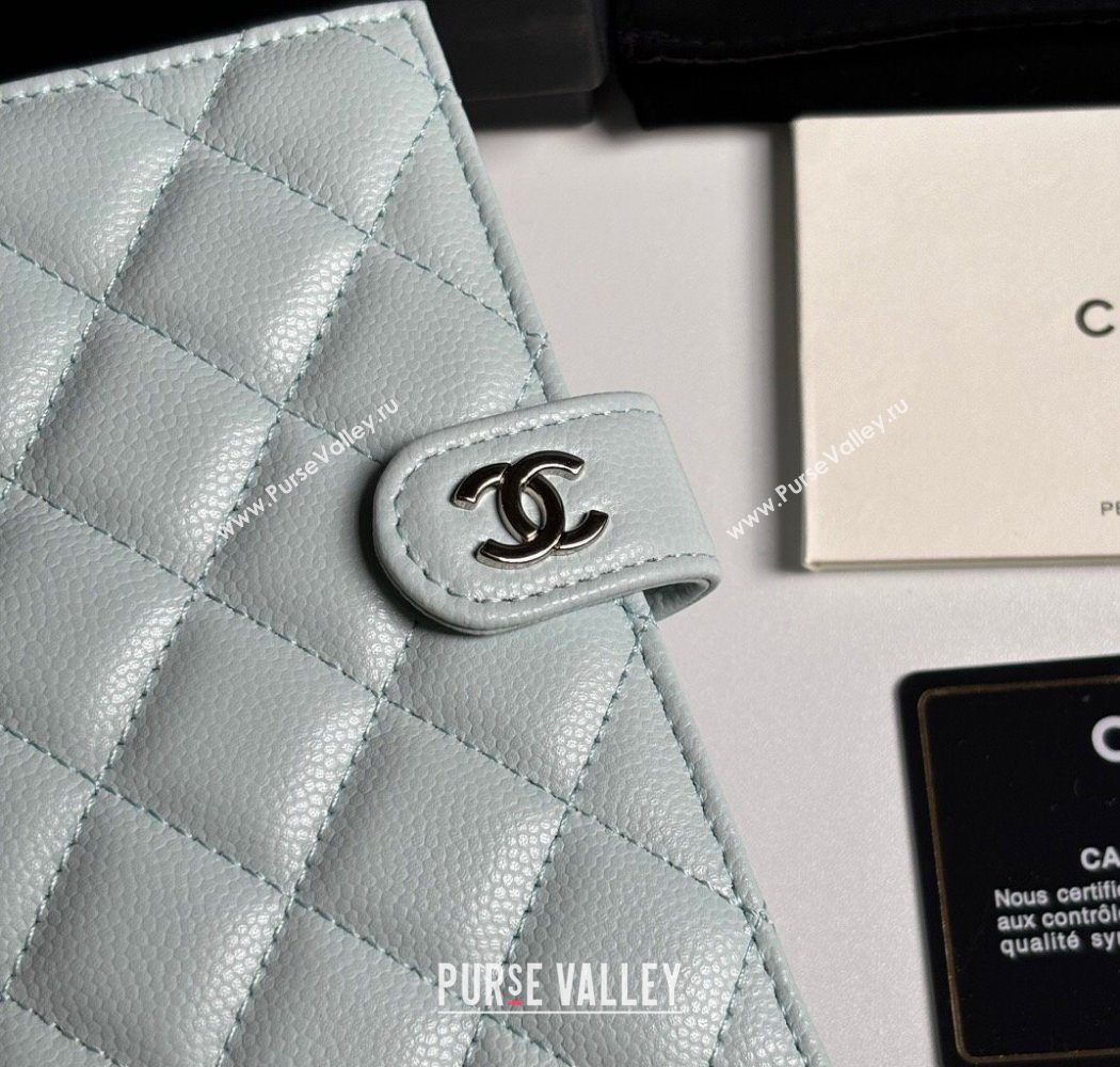 Chanel Grained Calfskin Passport Cover Pale Green/Silver 2025 A3658 (yezi-250702059)