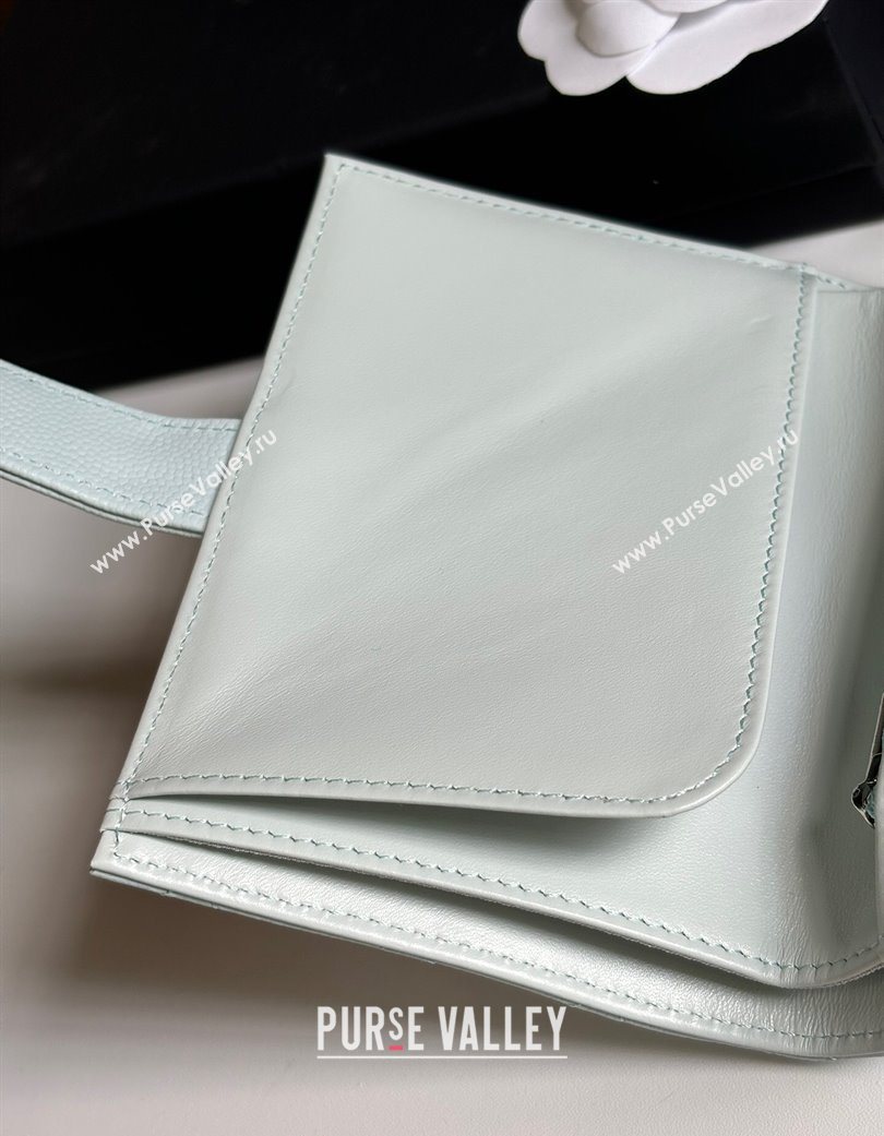 Chanel Grained Calfskin Passport Cover Pale Green/Silver 2025 A3658 (yezi-250702059)