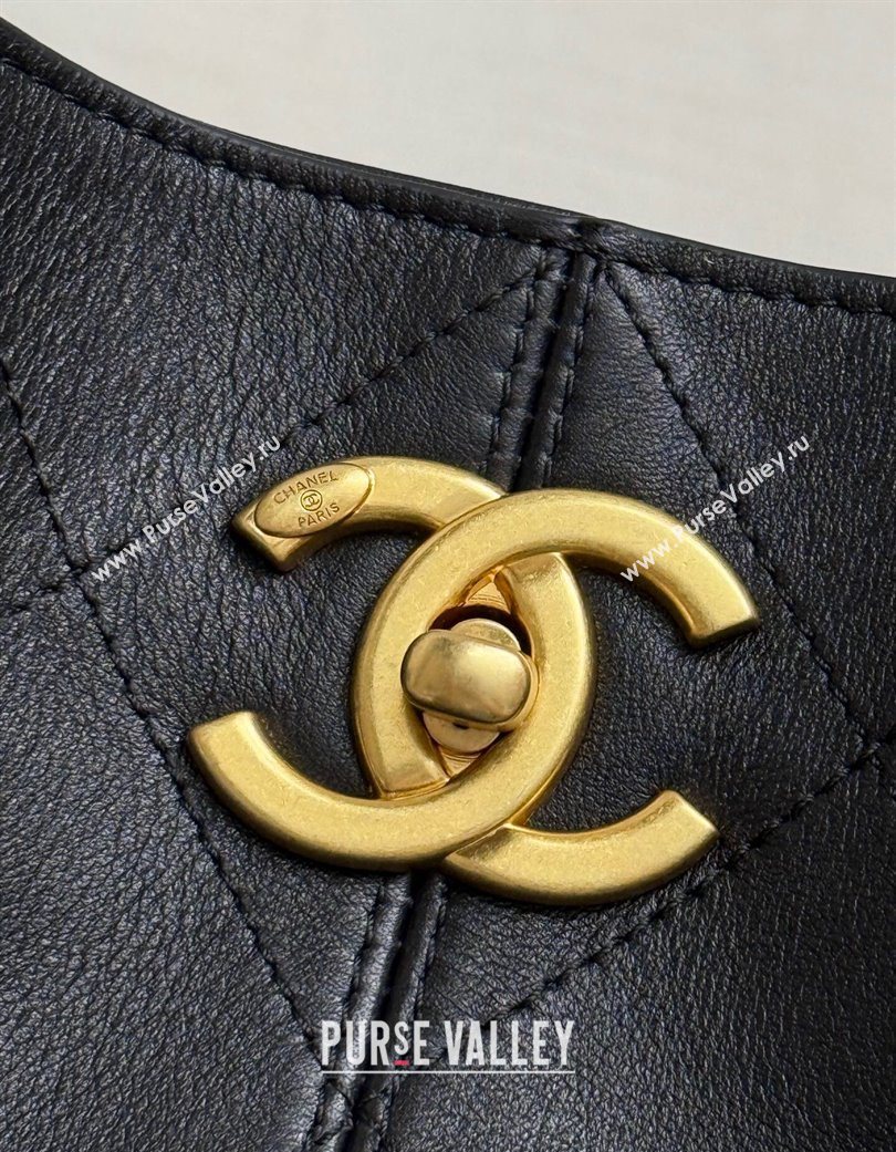 Chanel Calfskin Leather Small Shopping Bag Black 2025 99485 (yezi-250703006)