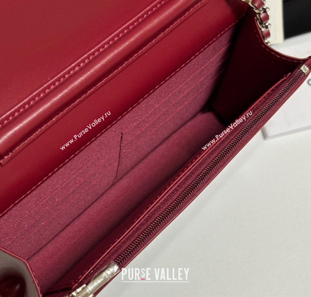 Chanel Patent Calfskin Classic Wallet on Chain WOC Red/Silver 2025 AP0250 (yezi-250703085)