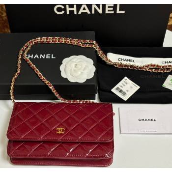 Chanel Patent Calfskin Classic Wallet on Chain WOC Red/Gold 2025 AP0250 (yezi-250703086)