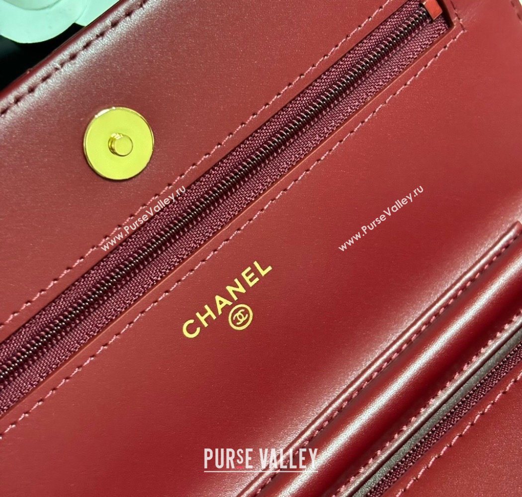 Chanel Patent Calfskin Classic Wallet on Chain WOC Red/Gold 2025 AP0250 (yezi-250703086)