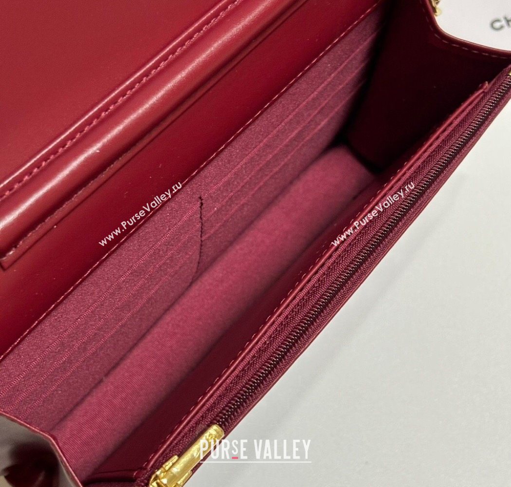 Chanel Patent Calfskin Classic Wallet on Chain WOC Red/Gold 2025 AP0250 (yezi-250703086)